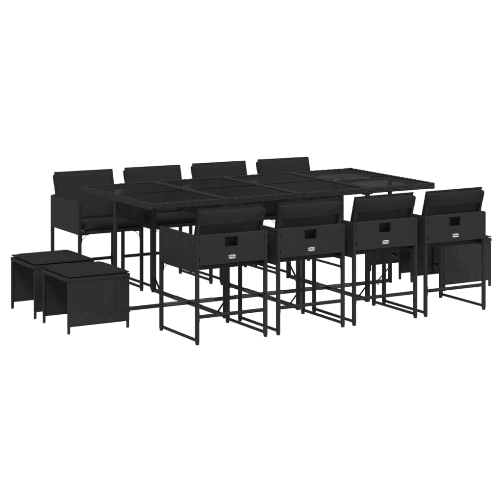 13-delige Tuinset met kussens poly rattan zwart is nu te koop bij PeponiXL, paradijselijk wonen!