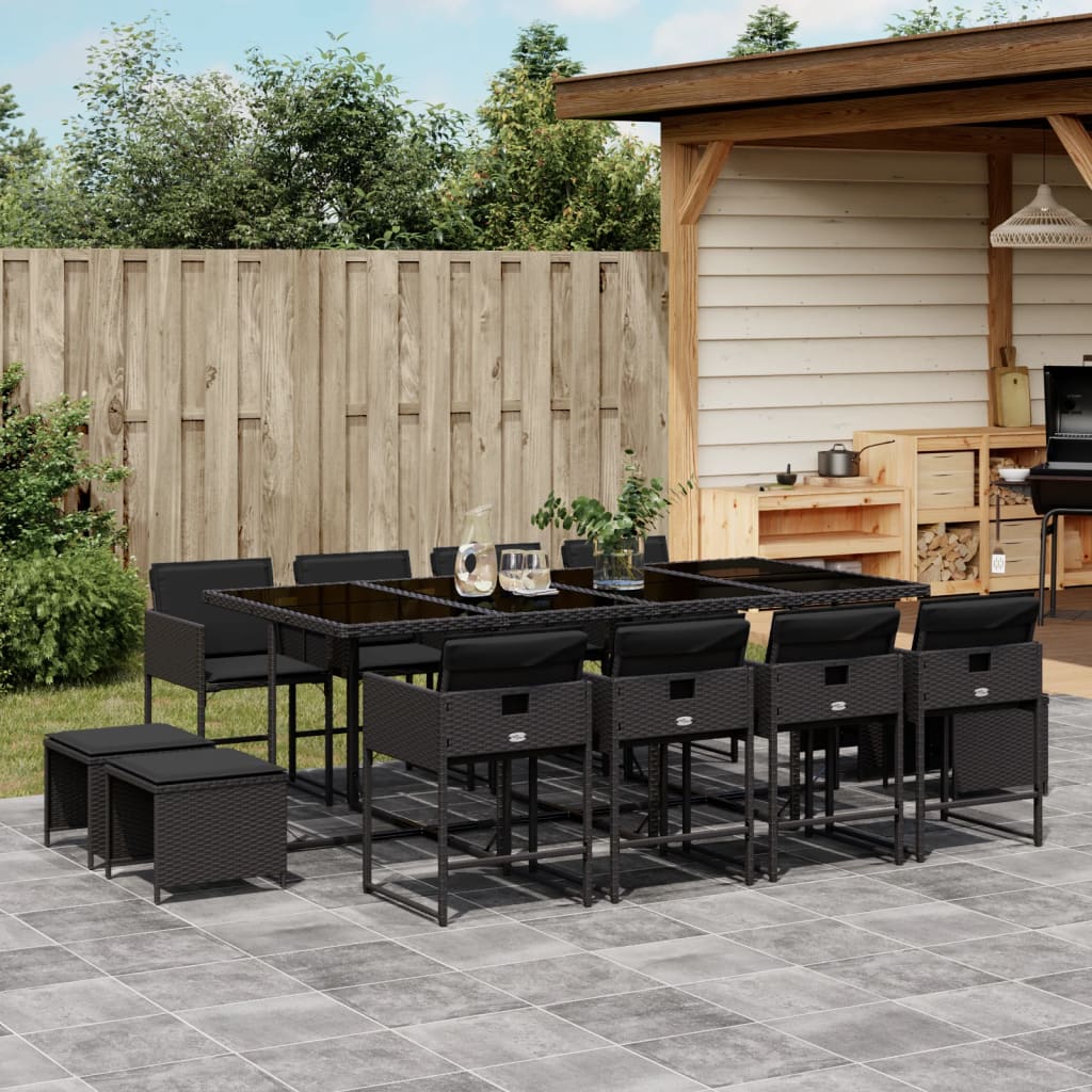 13-delige Tuinset met kussens poly rattan zwart is nu te koop bij PeponiXL, paradijselijk wonen!