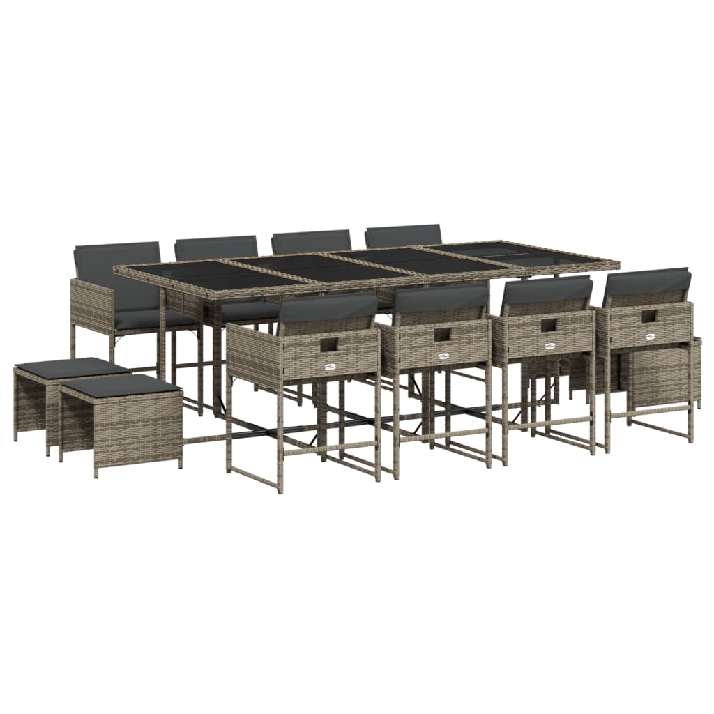 13-delige Tuinset met kussens poly rattan grijs is nu te koop bij PeponiXL, paradijselijk wonen!