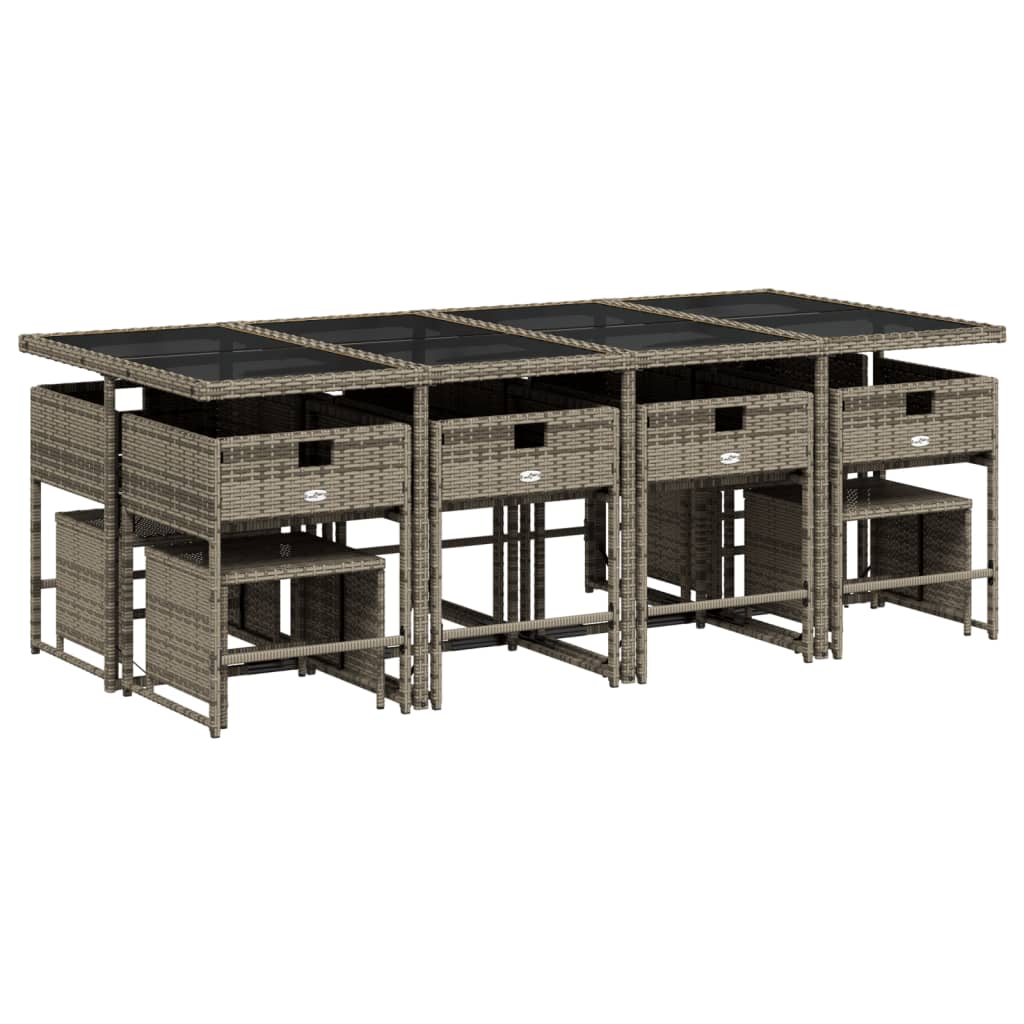 13-delige Tuinset met kussens poly rattan grijs is nu te koop bij PeponiXL, paradijselijk wonen!