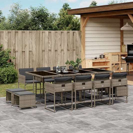 13-delige Tuinset met kussens poly rattan grijs is nu te koop bij PeponiXL, paradijselijk wonen!