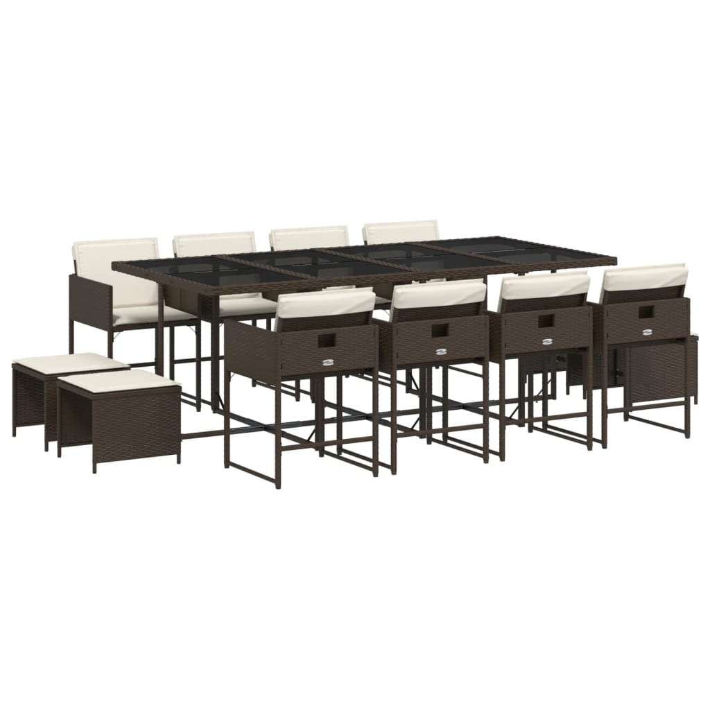 13-delige Tuinset met kussens poly rattan bruin is nu te koop bij PeponiXL, paradijselijk wonen!