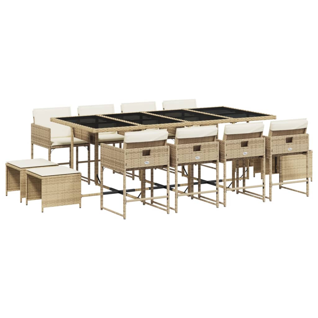 13-delige Tuinset met kussens poly rattan beige is nu te koop bij PeponiXL, paradijselijk wonen!