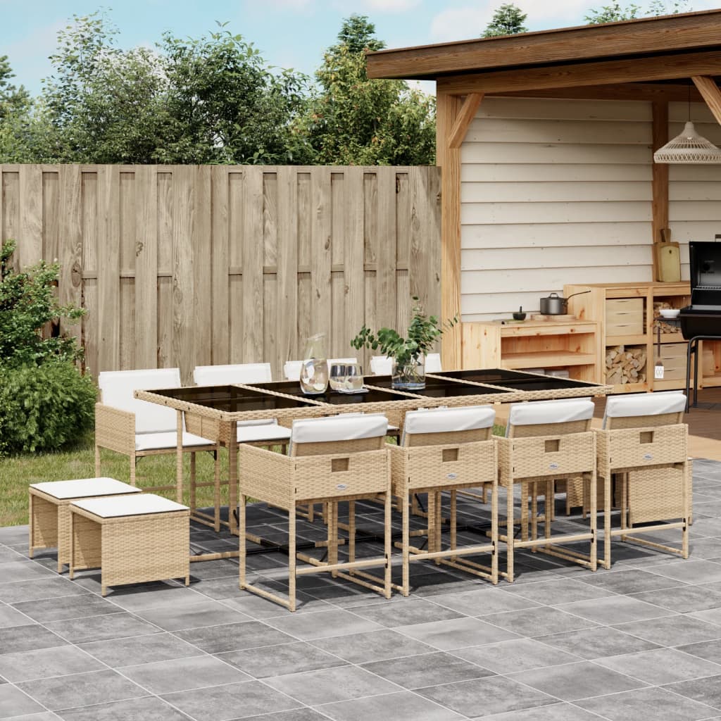 13-delige Tuinset met kussens poly rattan beige is nu te koop bij PeponiXL, paradijselijk wonen!