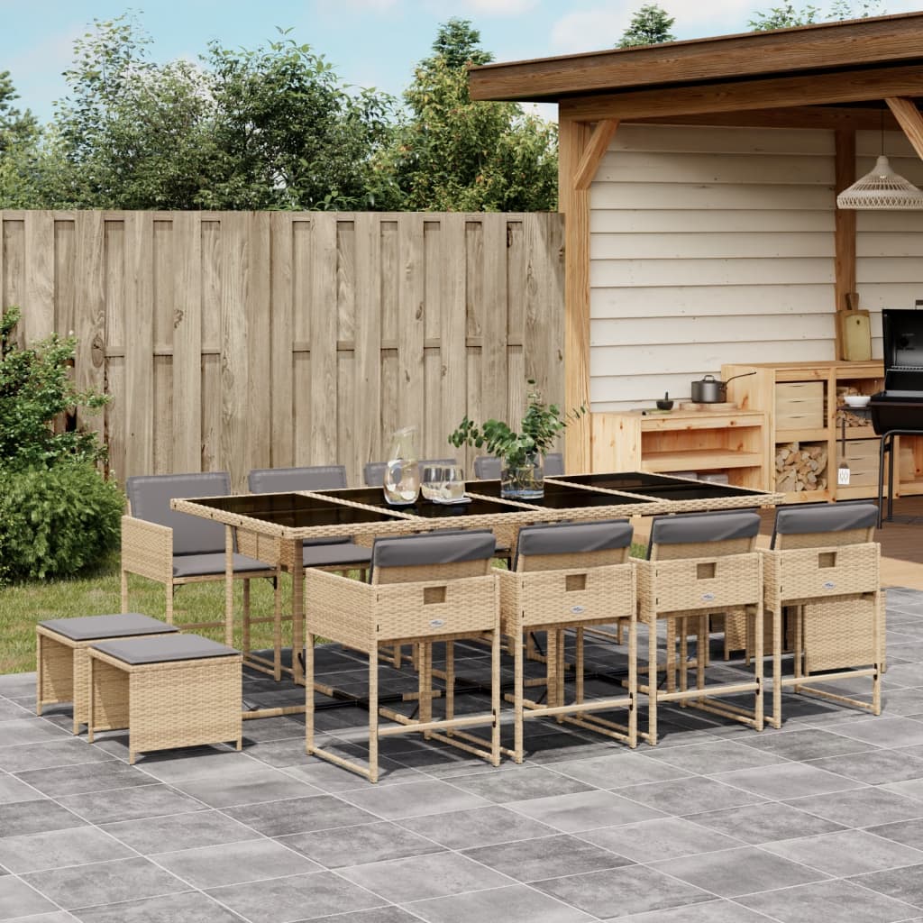 13-delige Tuinset met kussens poly rattan gemengd beige is nu te koop bij PeponiXL, paradijselijk wonen!