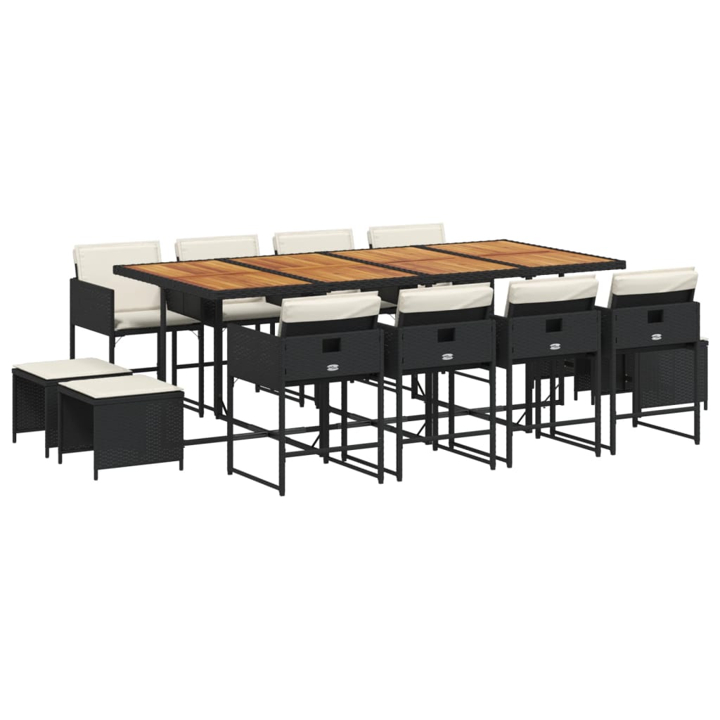 13-delige Tuinset met kussens poly rattan zwart is nu te koop bij PeponiXL, paradijselijk wonen!