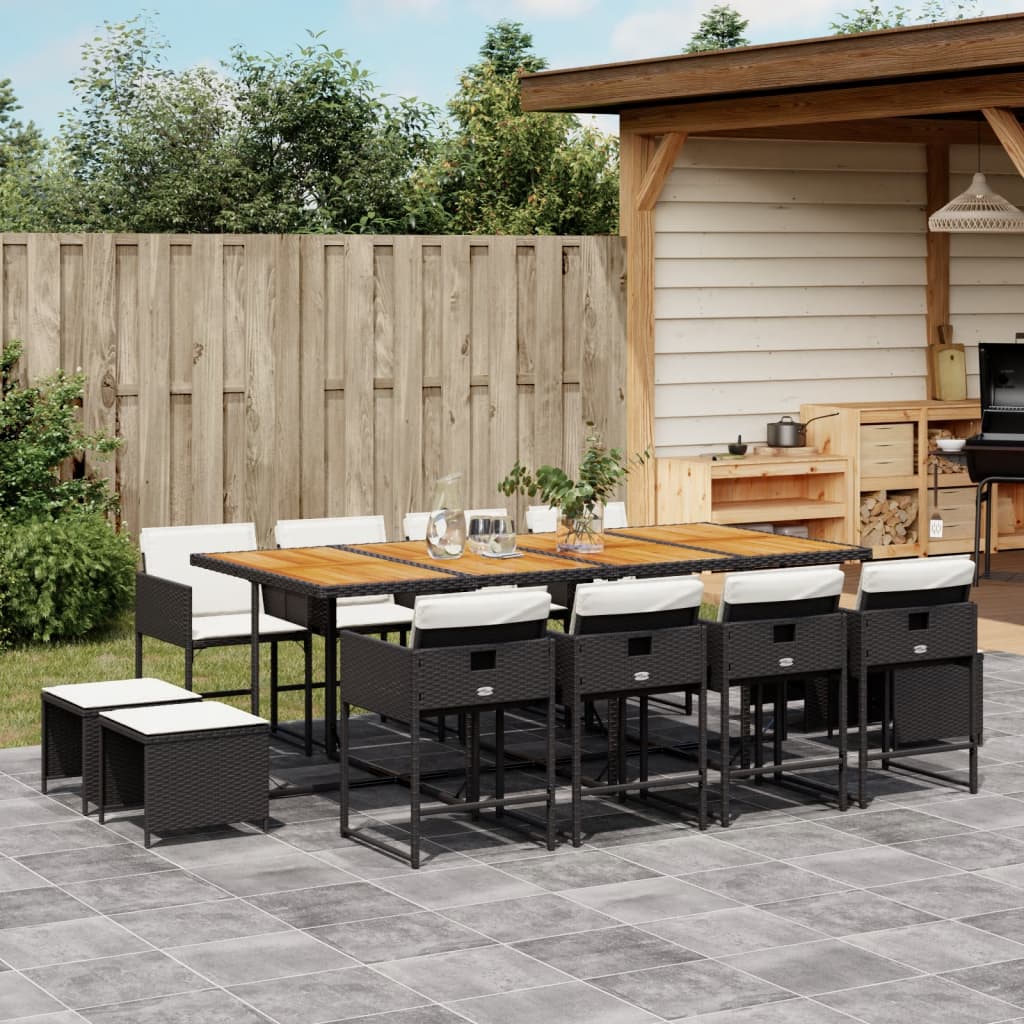 13-delige Tuinset met kussens poly rattan zwart is nu te koop bij PeponiXL, paradijselijk wonen!