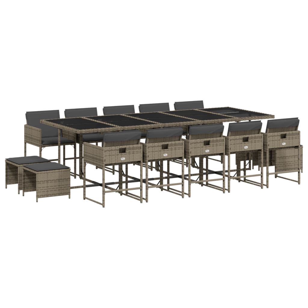 15-delige Tuinset met kussens poly rattan grijs is nu te koop bij PeponiXL, paradijselijk wonen!