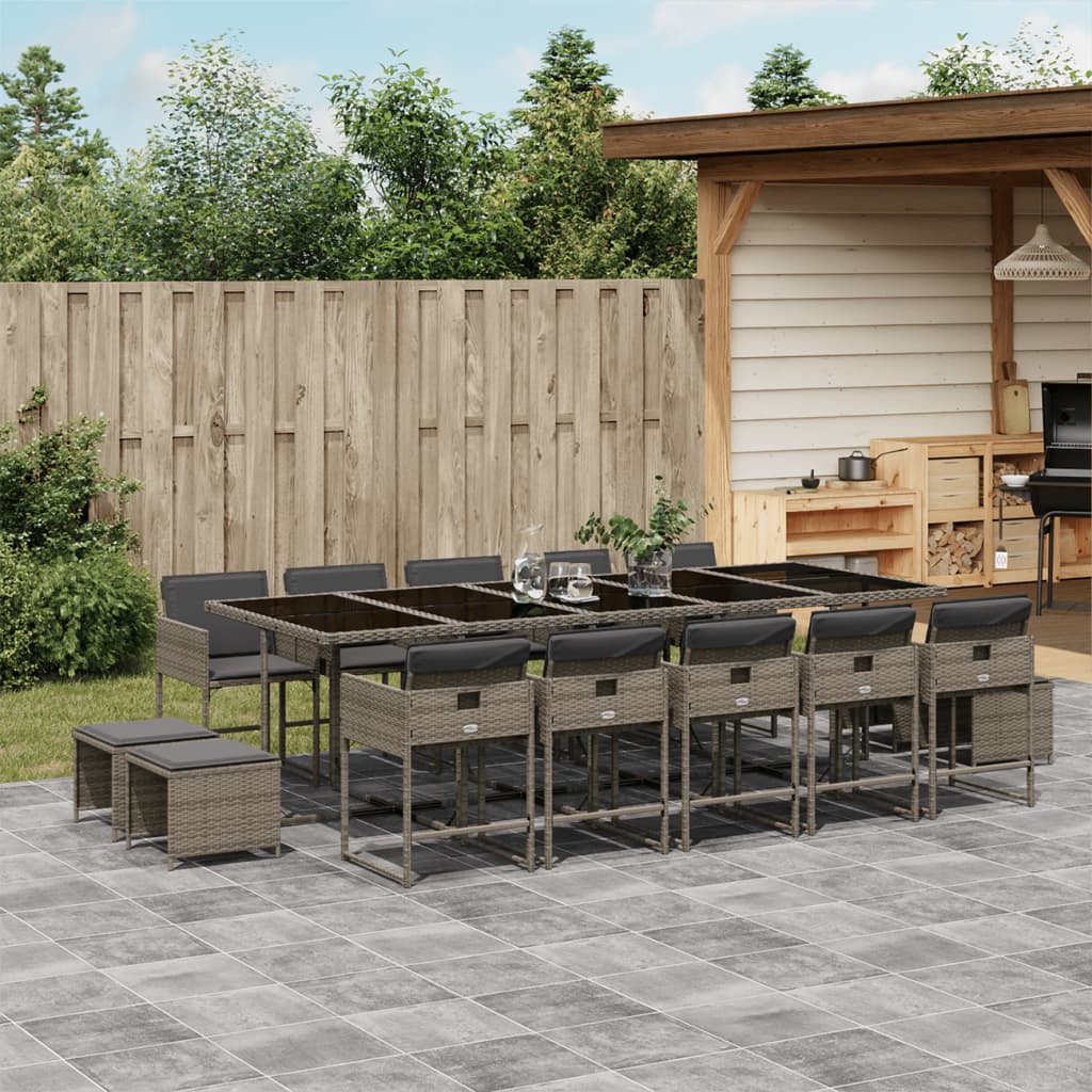 15-delige Tuinset met kussens poly rattan grijs is nu te koop bij PeponiXL, paradijselijk wonen!
