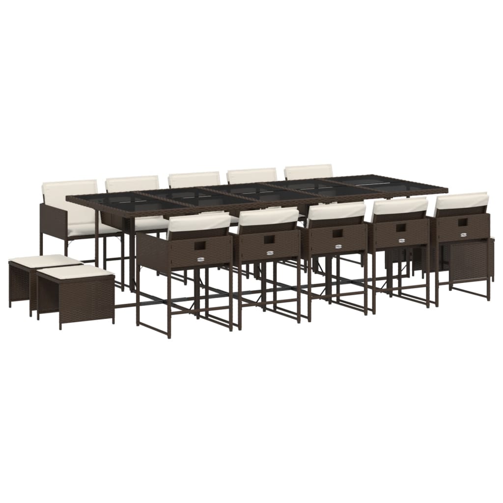15-delige Tuinset met kussens poly rattan bruin is nu te koop bij PeponiXL, paradijselijk wonen!