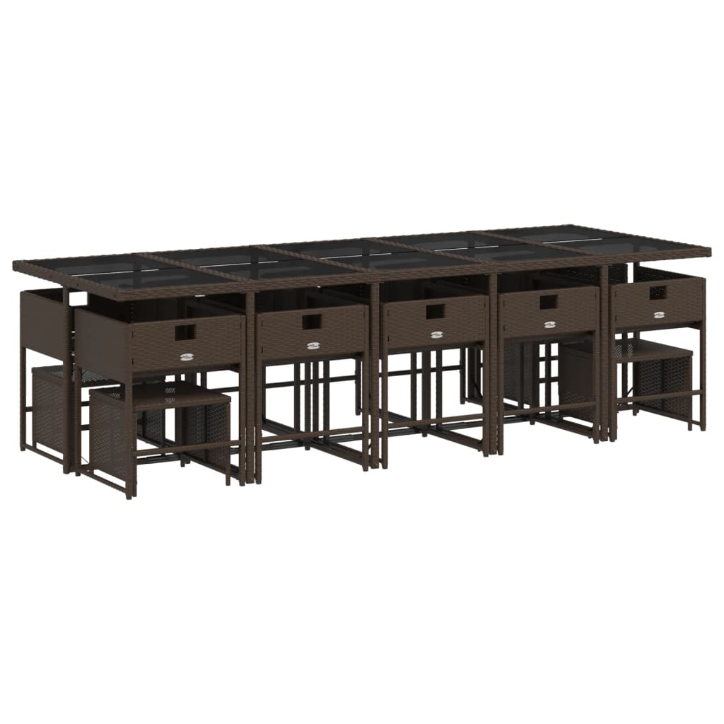 15-delige Tuinset met kussens poly rattan bruin is nu te koop bij PeponiXL, paradijselijk wonen!