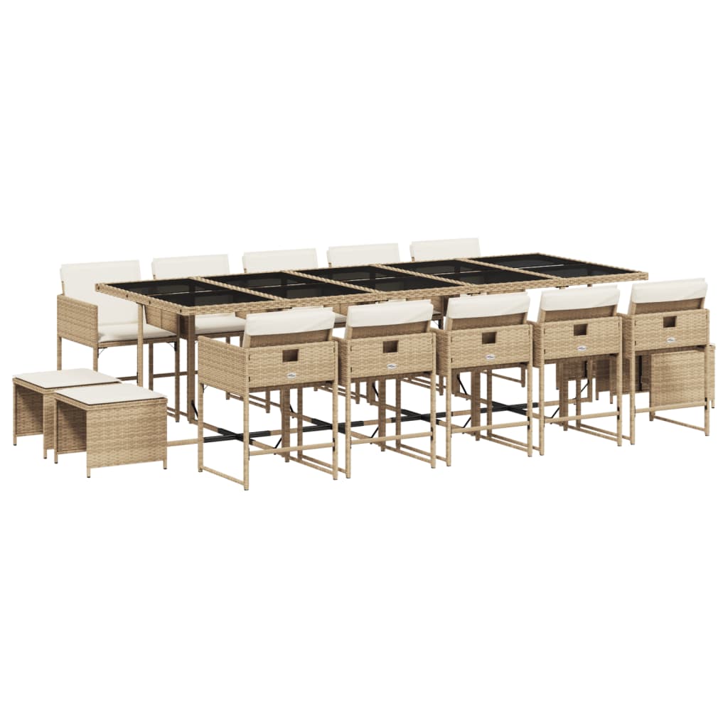 15-delige Tuinset met kussens poly rattan beige is nu te koop bij PeponiXL, paradijselijk wonen!