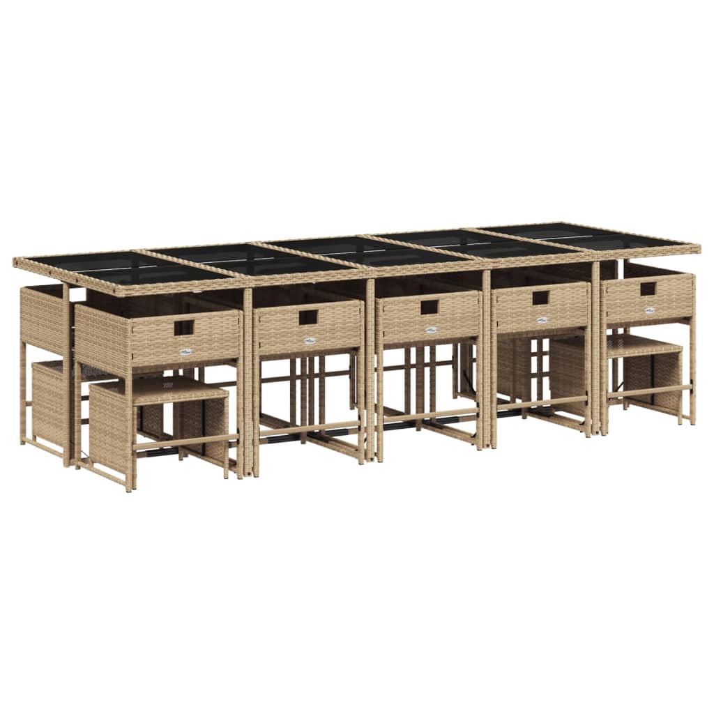 15-delige Tuinset met kussens poly rattan beige is nu te koop bij PeponiXL, paradijselijk wonen!