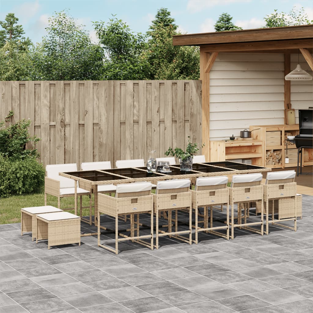 15-delige Tuinset met kussens poly rattan beige is nu te koop bij PeponiXL, paradijselijk wonen!
