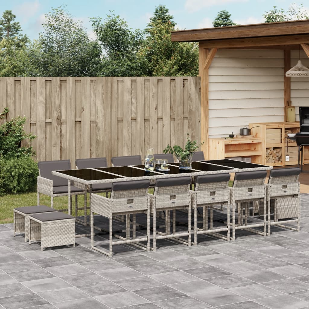 15-delige Tuinset met kussens poly rattan lichtgrijs is nu te koop bij PeponiXL, paradijselijk wonen!