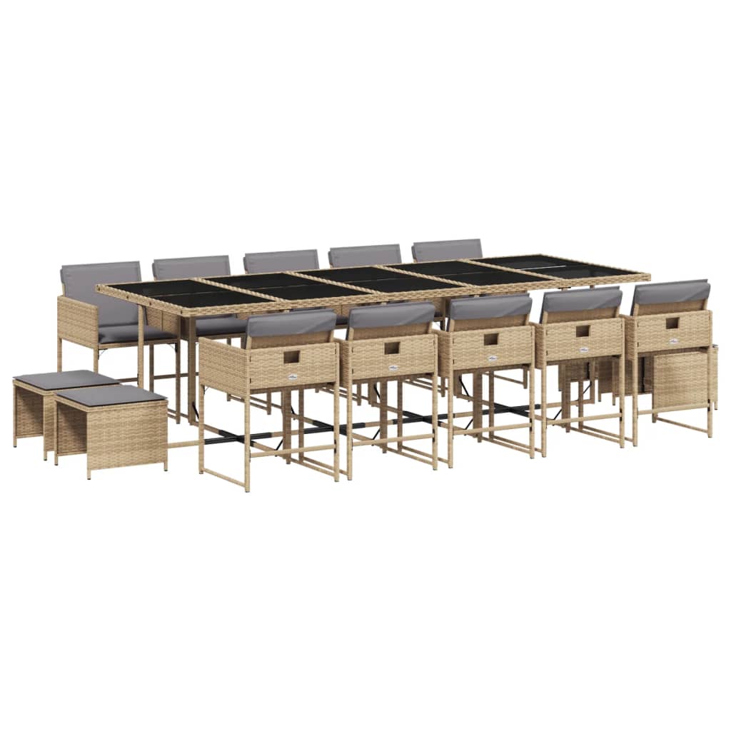 15-delige Tuinset met kussens poly rattan gemengd beige is nu te koop bij PeponiXL, paradijselijk wonen!