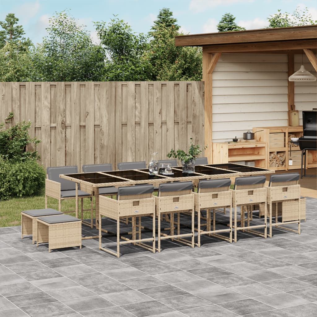 15-delige Tuinset met kussens poly rattan gemengd beige is nu te koop bij PeponiXL, paradijselijk wonen!