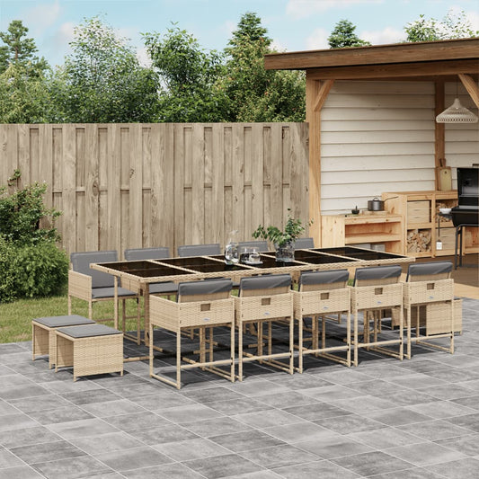 15-delige Tuinset met kussens poly rattan gemengd beige is nu te koop bij PeponiXL, paradijselijk wonen!