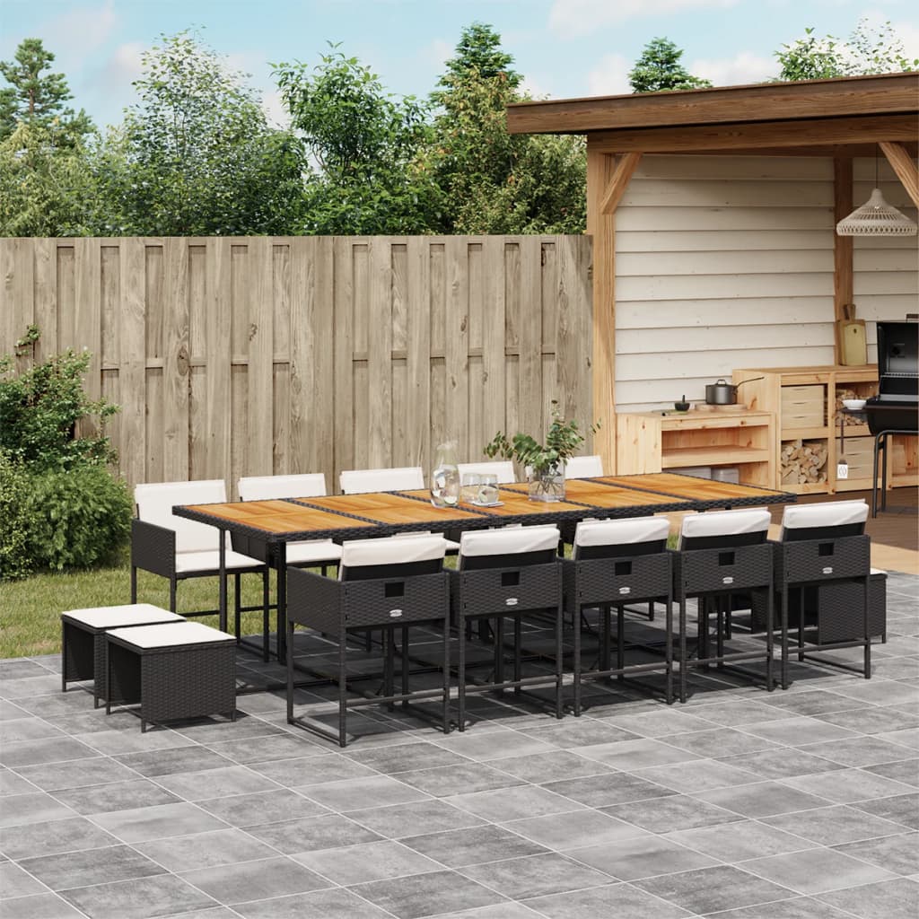 15-delige Tuinset met kussens poly rattan zwart is nu te koop bij PeponiXL, paradijselijk wonen!