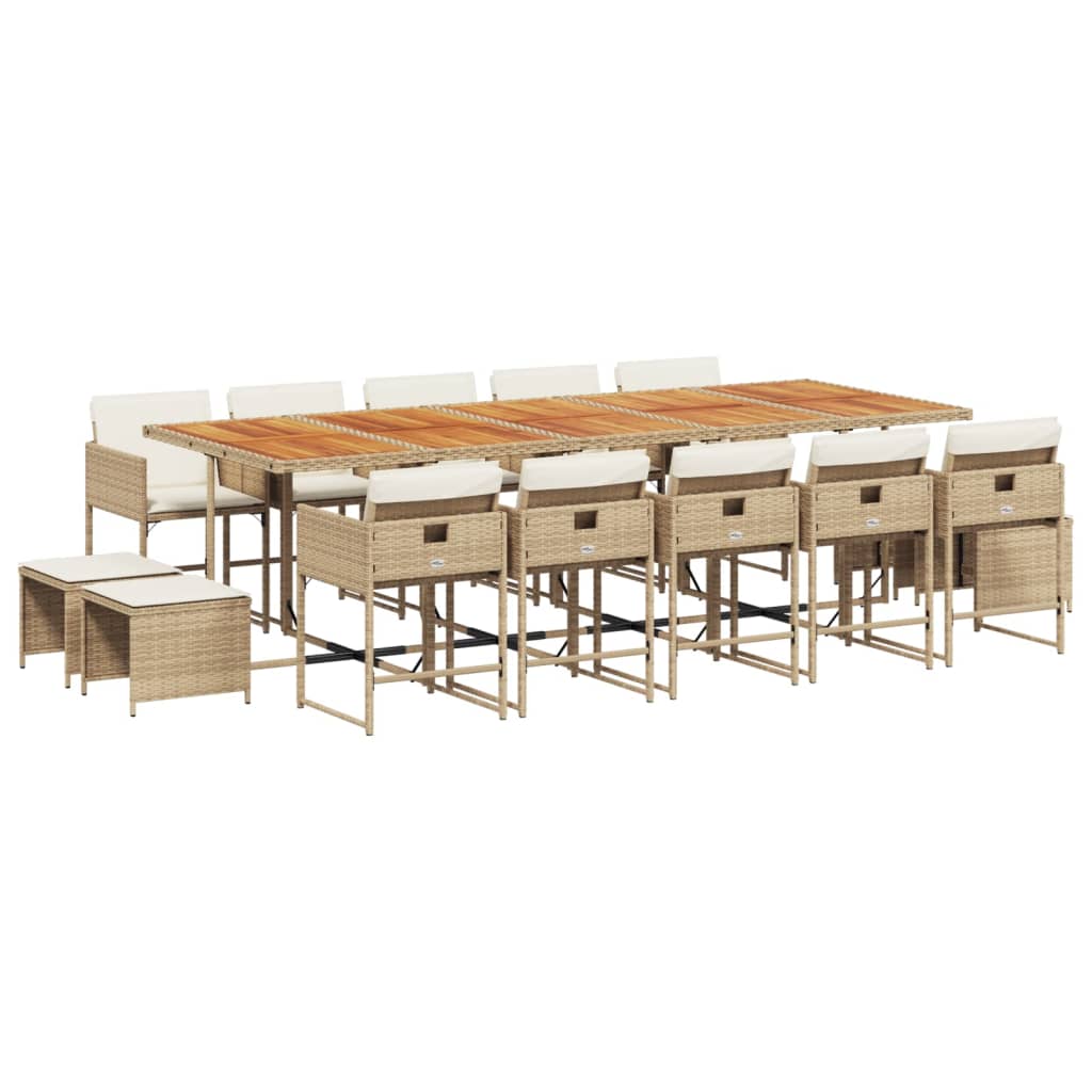 15-delige Tuinset met kussens poly rattan beige is nu te koop bij PeponiXL, paradijselijk wonen!