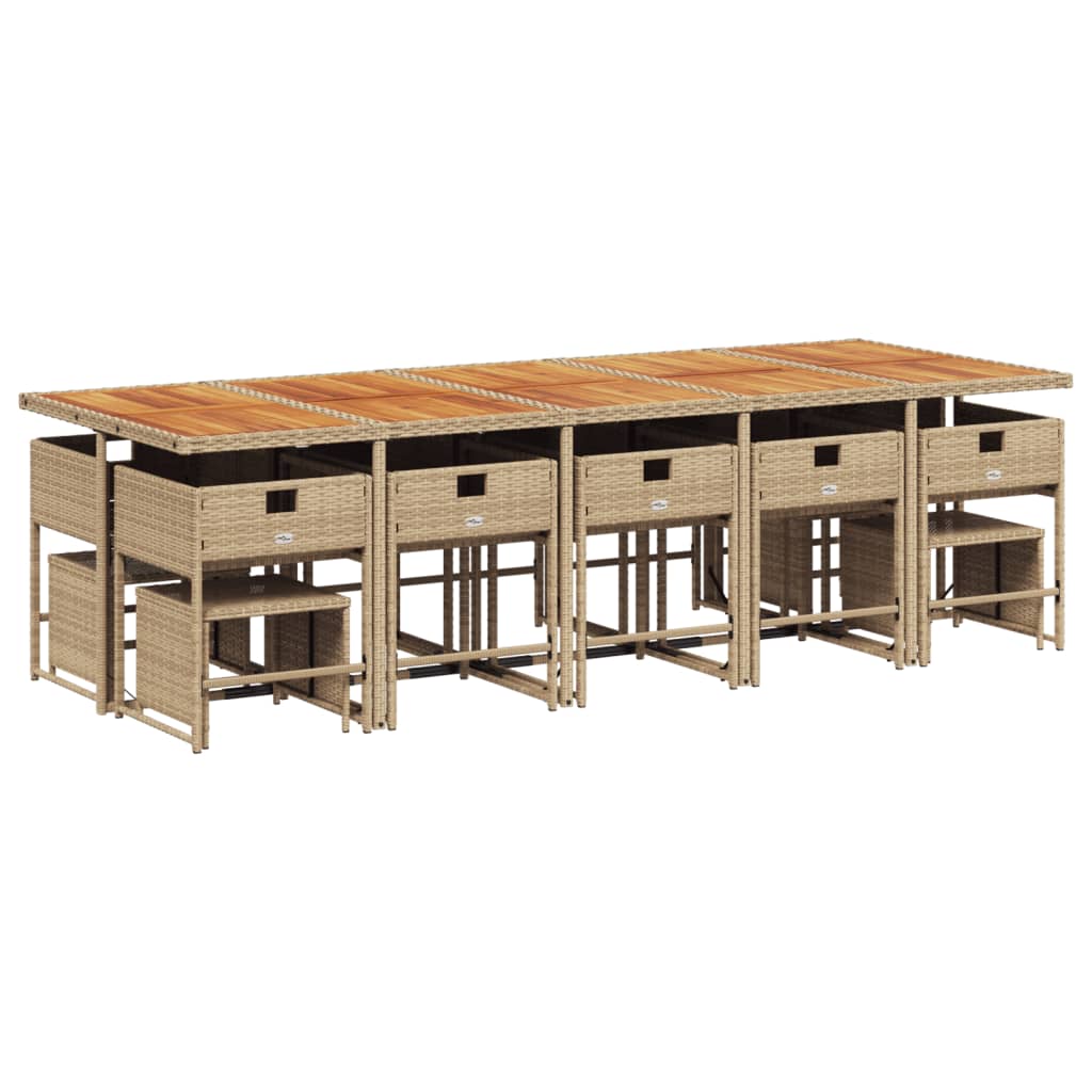 15-delige Tuinset met kussens poly rattan beige is nu te koop bij PeponiXL, paradijselijk wonen!