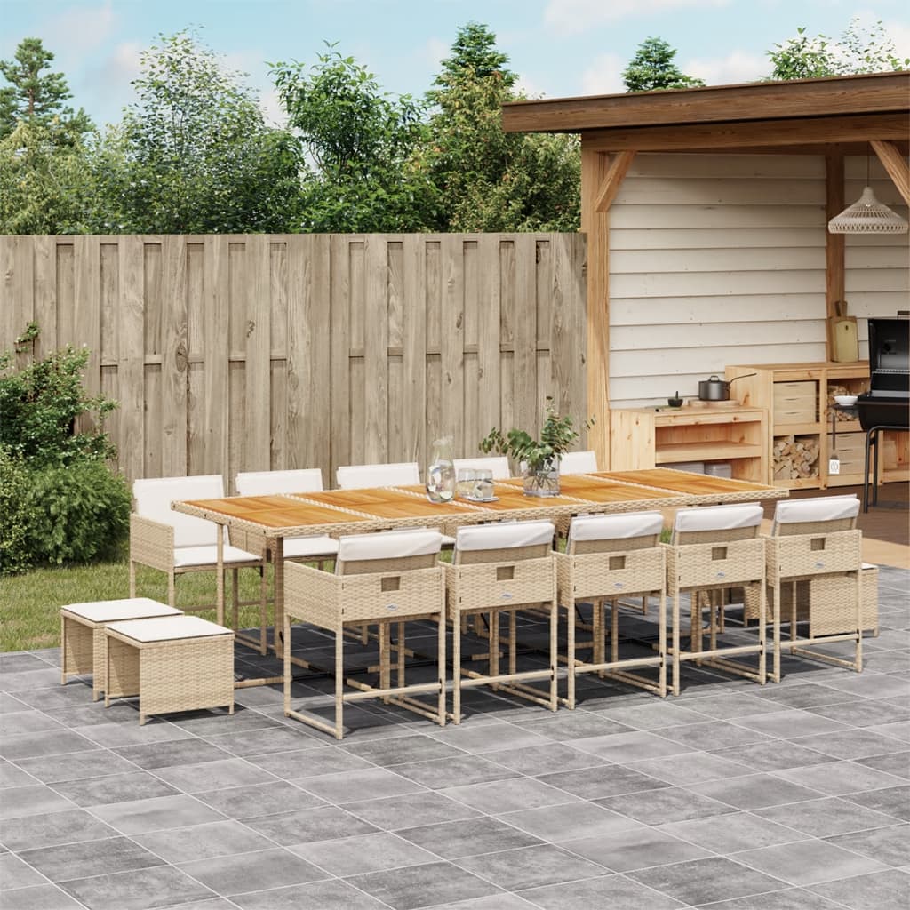 15-delige Tuinset met kussens poly rattan beige is nu te koop bij PeponiXL, paradijselijk wonen!