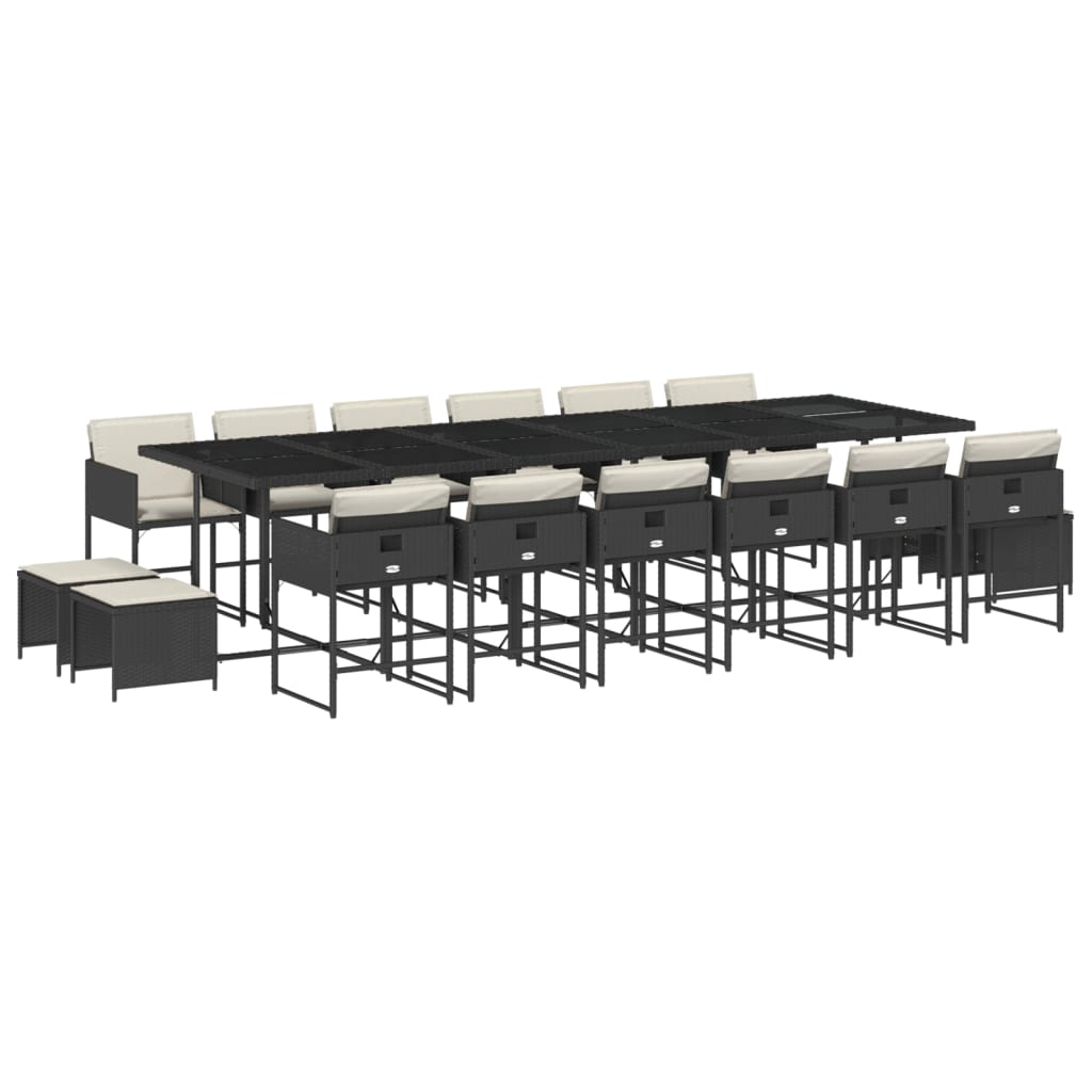 17-delige Tuinset met kussens poly rattan zwart is nu te koop bij PeponiXL, paradijselijk wonen!