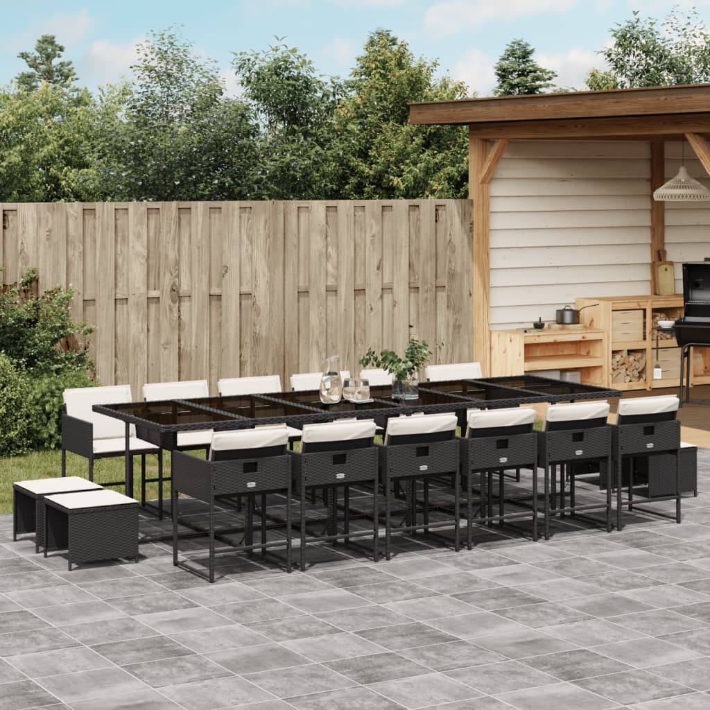 17-delige Tuinset met kussens poly rattan zwart is nu te koop bij PeponiXL, paradijselijk wonen!