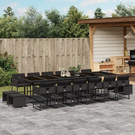 17-delige Tuinset met kussens poly rattan zwart is nu te koop bij PeponiXL, paradijselijk wonen!
