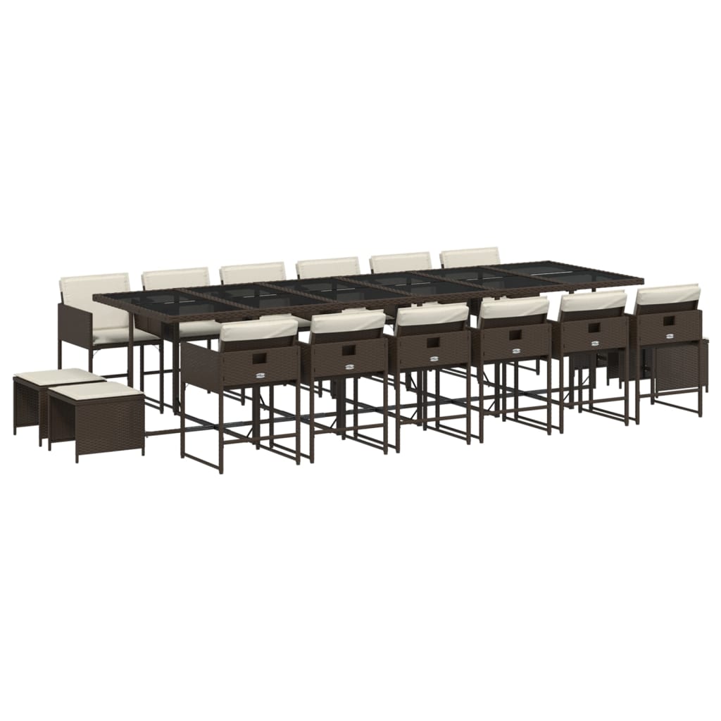 17-delige Tuinset met kussens poly rattan bruin is nu te koop bij PeponiXL, paradijselijk wonen!
