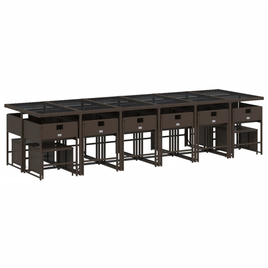 17-delige Tuinset met kussens poly rattan bruin is nu te koop bij PeponiXL, paradijselijk wonen!