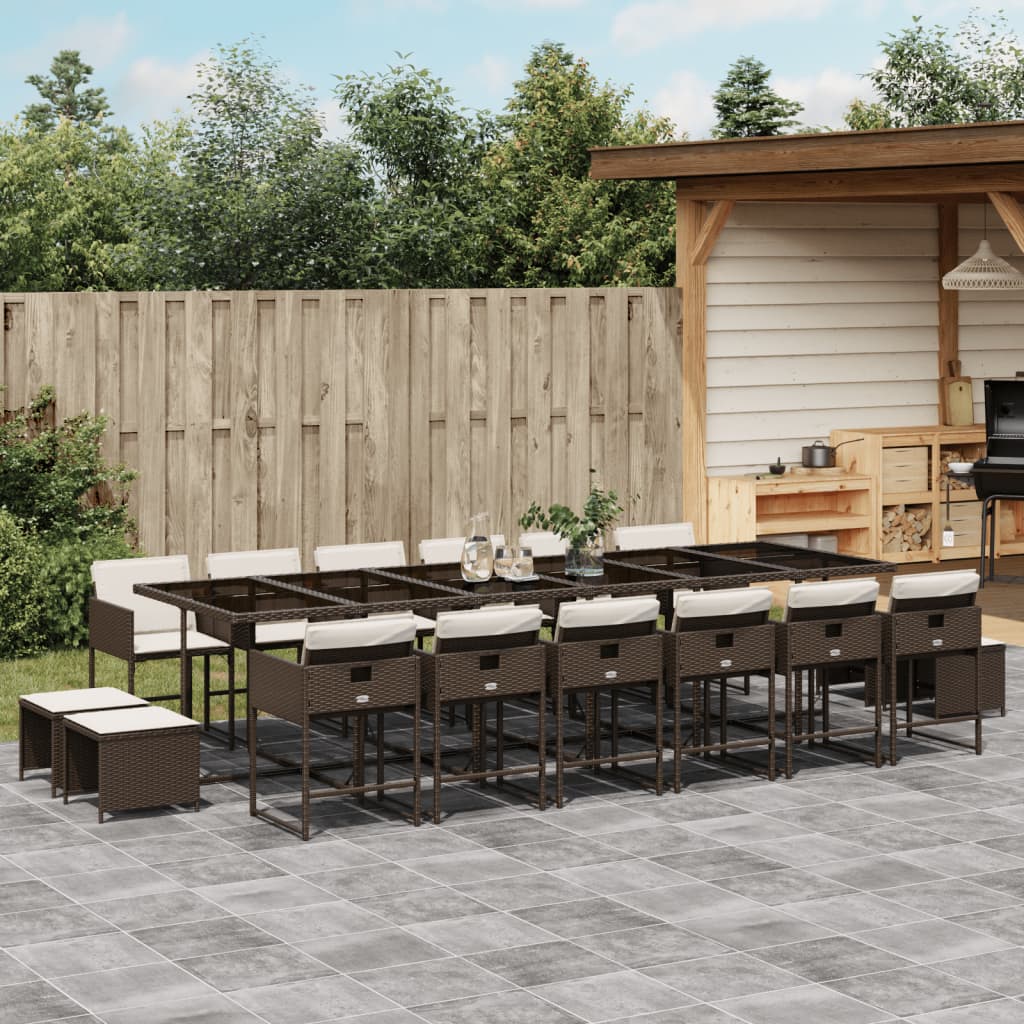 17-delige Tuinset met kussens poly rattan bruin is nu te koop bij PeponiXL, paradijselijk wonen!