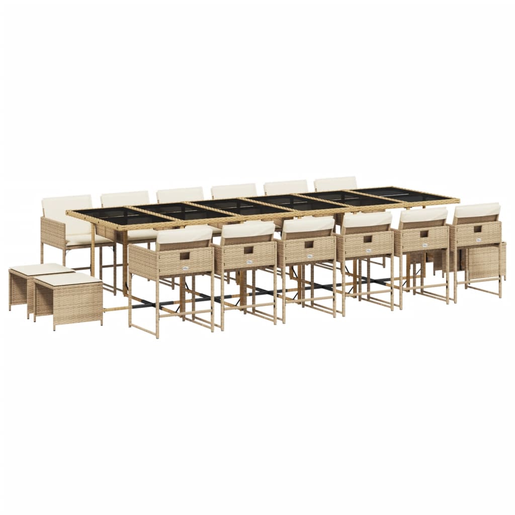 17-delige Tuinset met kussens poly rattan beige is nu te koop bij PeponiXL, paradijselijk wonen!