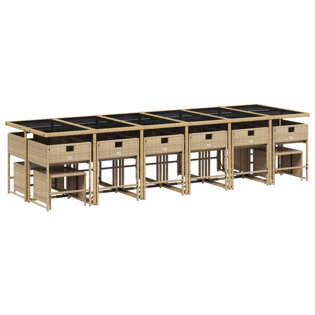 17-delige Tuinset met kussens poly rattan beige is nu te koop bij PeponiXL, paradijselijk wonen!