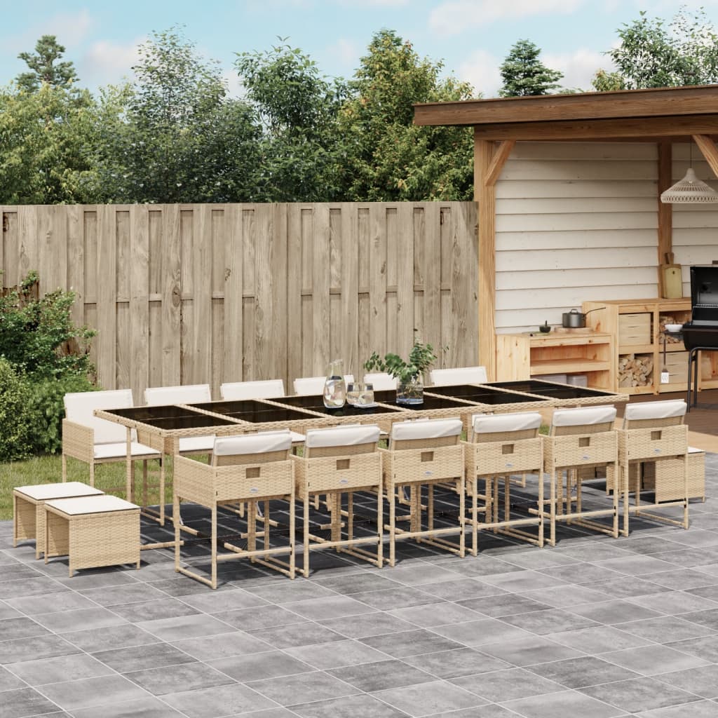 17-delige Tuinset met kussens poly rattan beige is nu te koop bij PeponiXL, paradijselijk wonen!