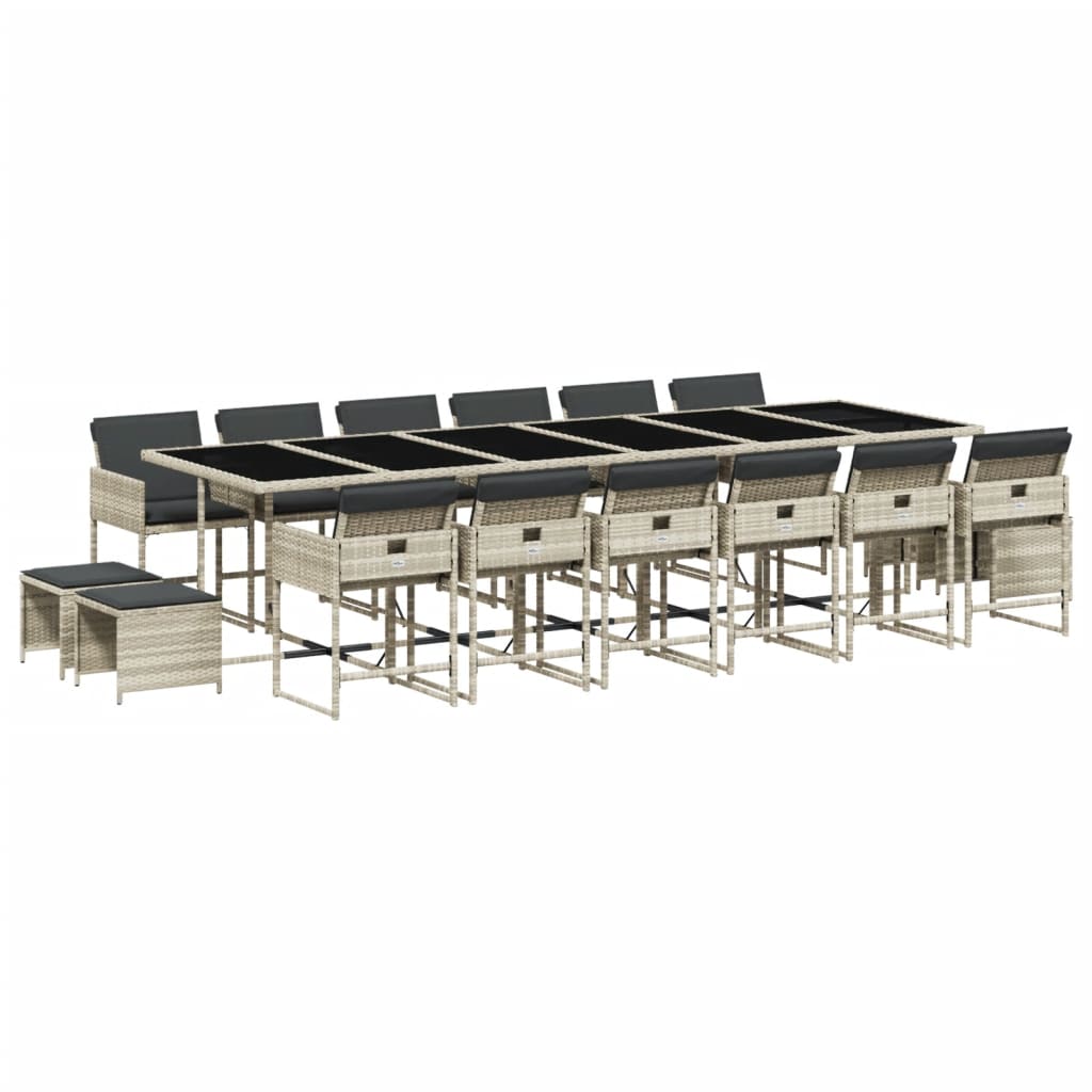 17-delige Tuinset met kussens poly rattan lichtgrijs is nu te koop bij PeponiXL, paradijselijk wonen!