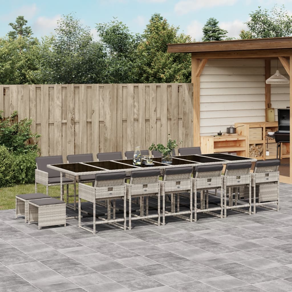 17-delige Tuinset met kussens poly rattan lichtgrijs is nu te koop bij PeponiXL, paradijselijk wonen!