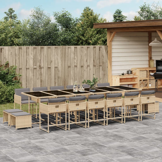 17-delige Tuinset met kussens poly rattan gemengd beige is nu te koop bij PeponiXL, paradijselijk wonen!
