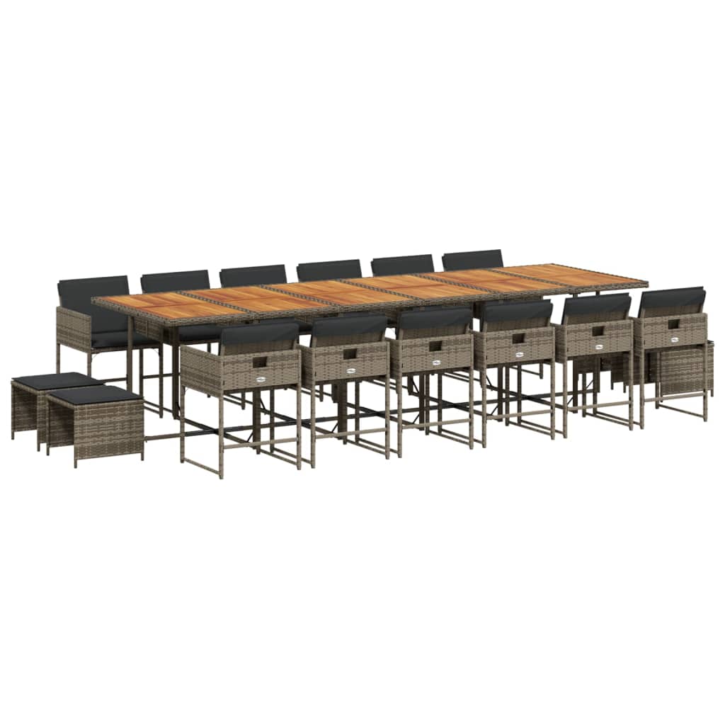17-delige Tuinset met kussens poly rattan grijs is nu te koop bij PeponiXL, paradijselijk wonen!
