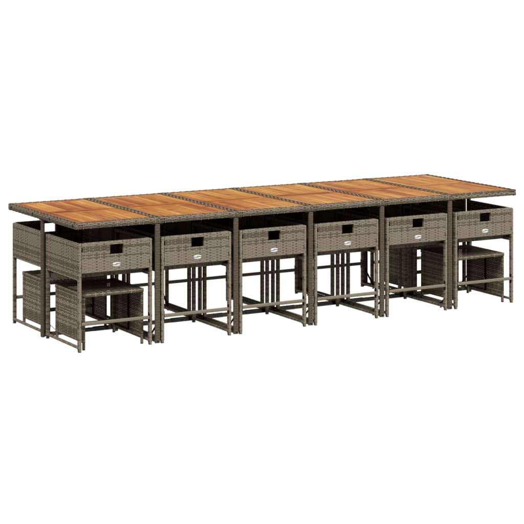 17-delige Tuinset met kussens poly rattan grijs is nu te koop bij PeponiXL, paradijselijk wonen!