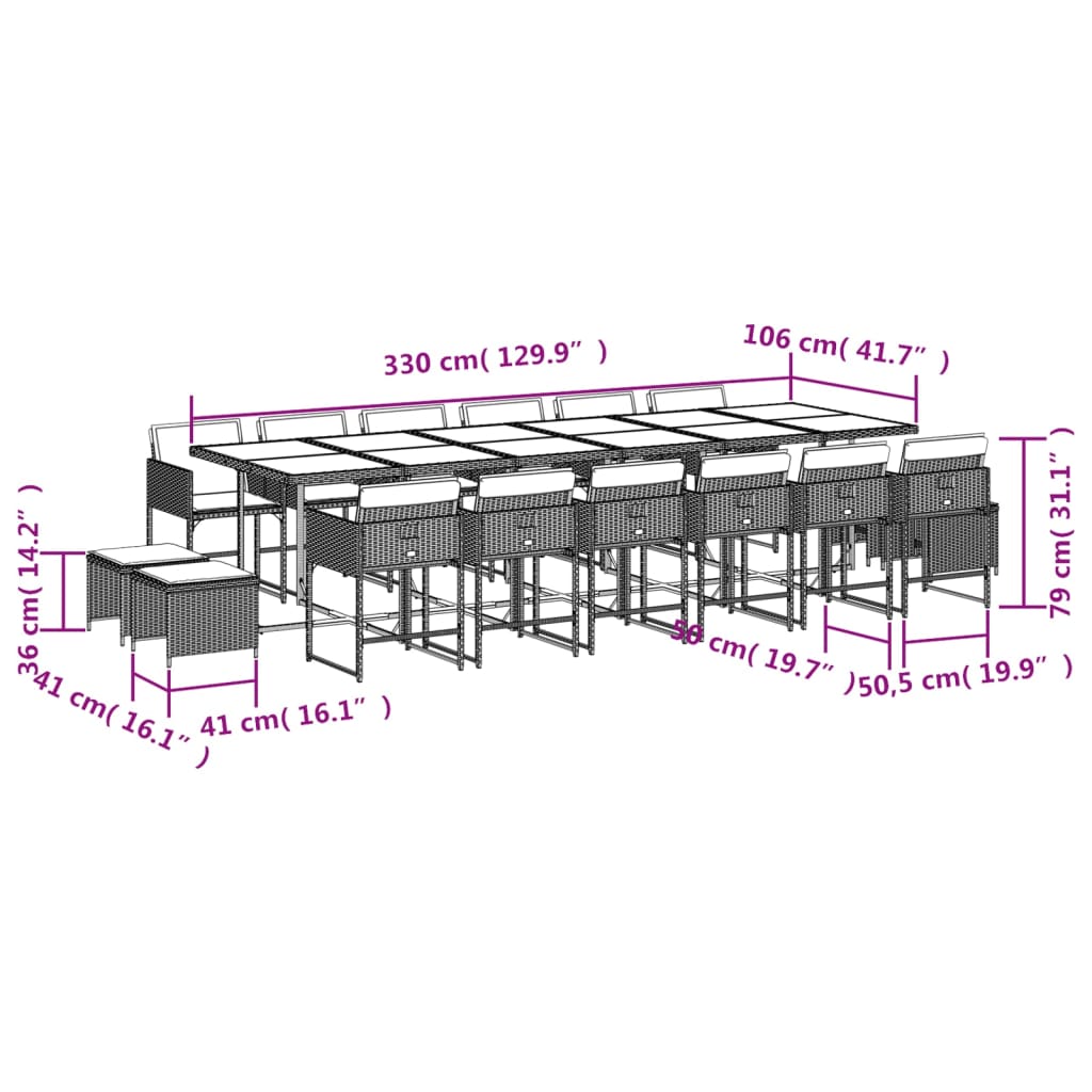 17-delige Tuinset met kussens poly rattan grijs is nu te koop bij PeponiXL, paradijselijk wonen!