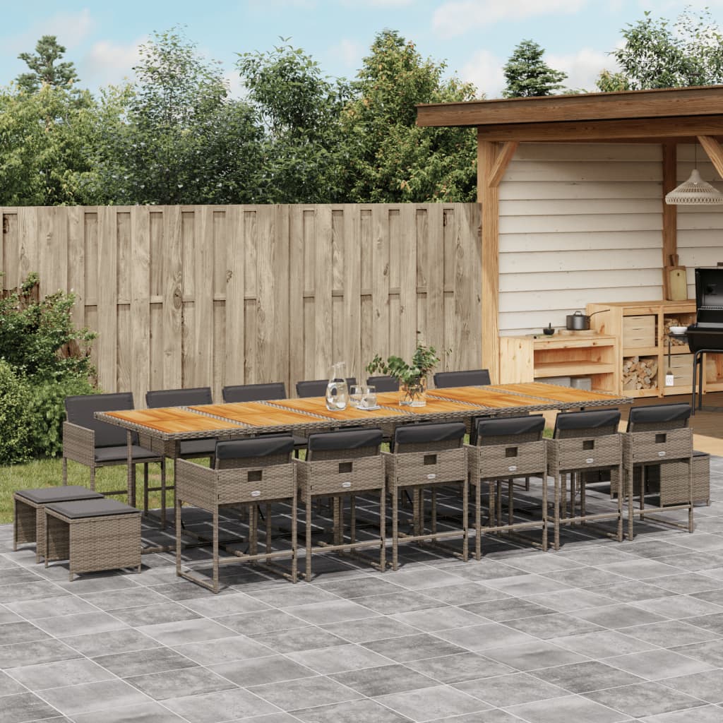 17-delige Tuinset met kussens poly rattan grijs is nu te koop bij PeponiXL, paradijselijk wonen!
