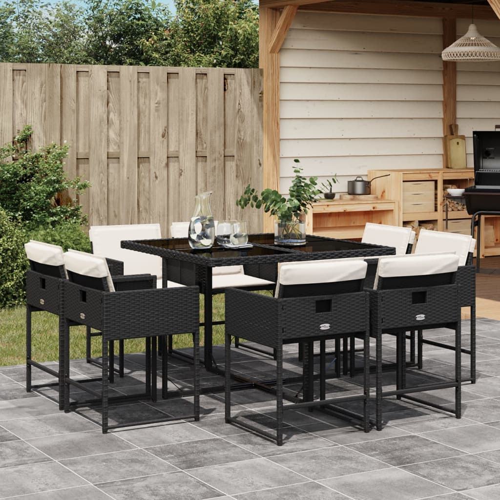 9-delige Tuinset poly rattan zwart is nu te koop bij PeponiXL, paradijselijk wonen!
