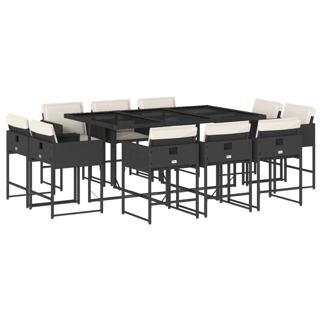 11-delige Tuinset met kussens poly rattan zwart is nu te koop bij PeponiXL, paradijselijk wonen!