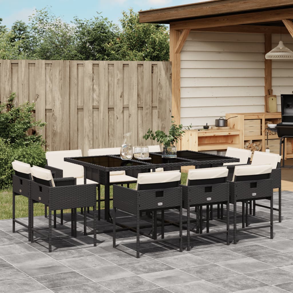 11-delige Tuinset met kussens poly rattan zwart is nu te koop bij PeponiXL, paradijselijk wonen!