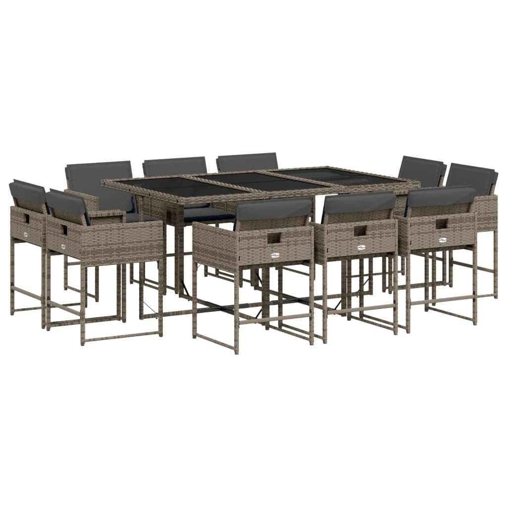11-delige Tuinset met kussens poly rattan grijs is nu te koop bij PeponiXL, paradijselijk wonen!