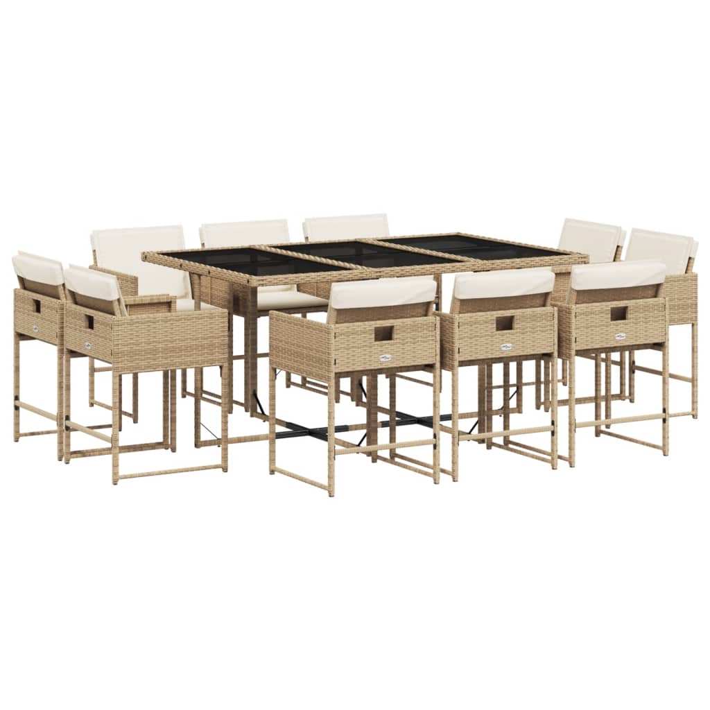 11-delige Tuinset met kussens poly rattan beige is nu te koop bij PeponiXL, paradijselijk wonen!
