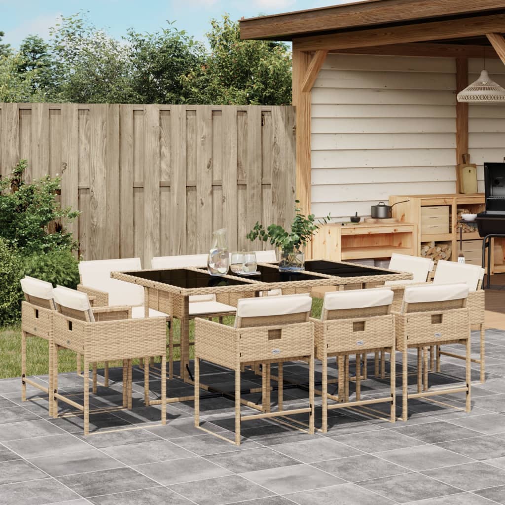 11-delige Tuinset met kussens poly rattan beige is nu te koop bij PeponiXL, paradijselijk wonen!