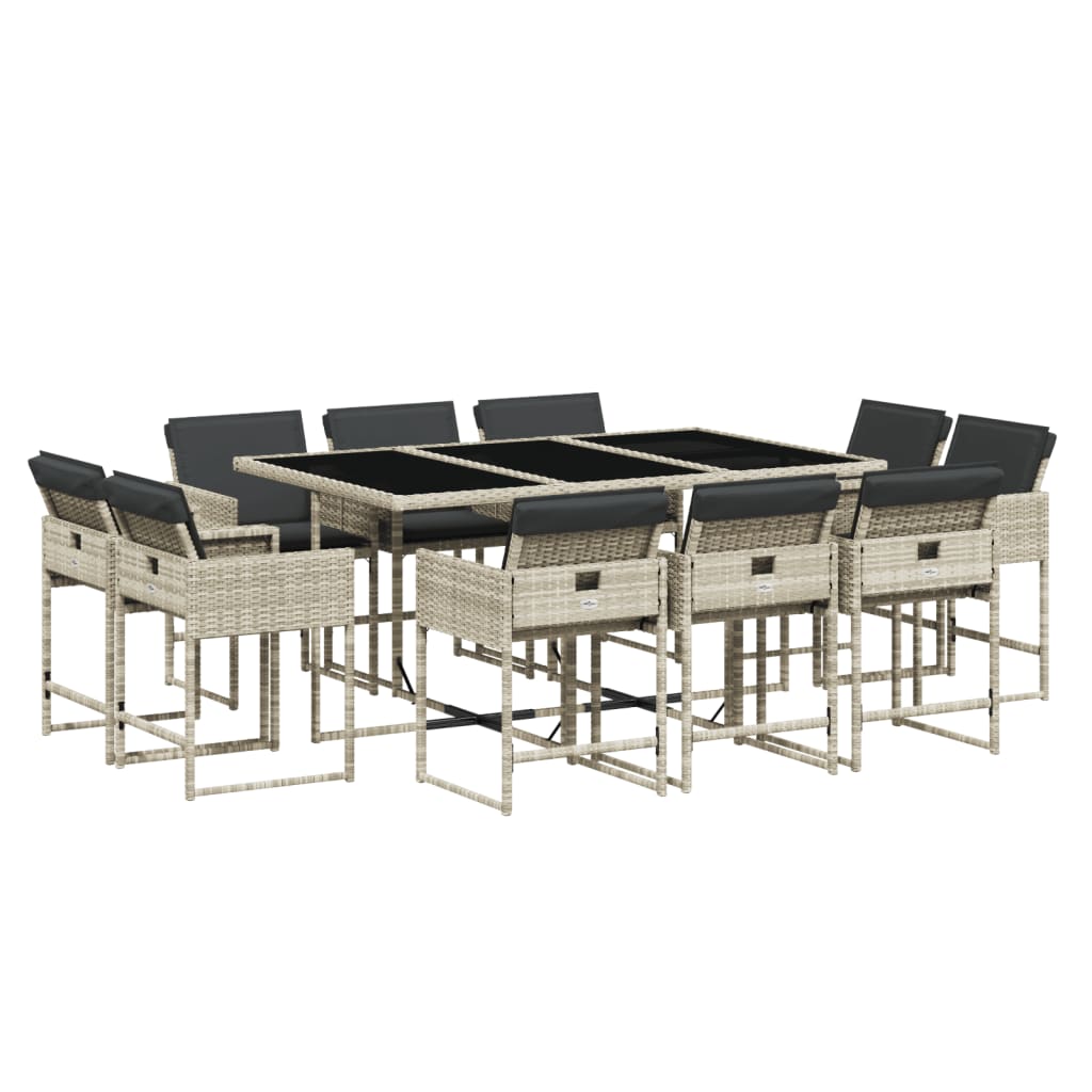 11-delige Tuinset met kussens poly rattan lichtgrijs is nu te koop bij PeponiXL, paradijselijk wonen!