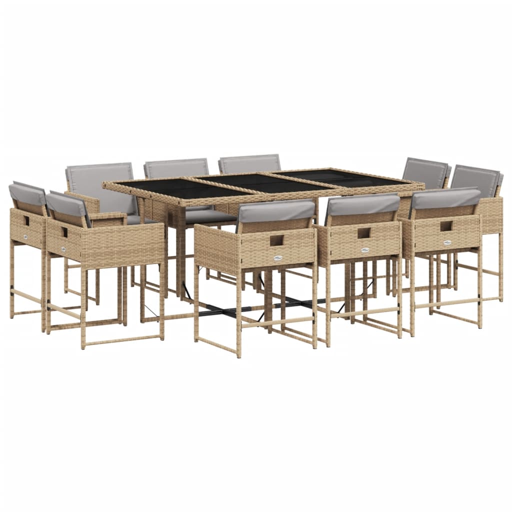 11-delige Tuinset met kussens poly rattan gemengd beige is nu te koop bij PeponiXL, paradijselijk wonen!